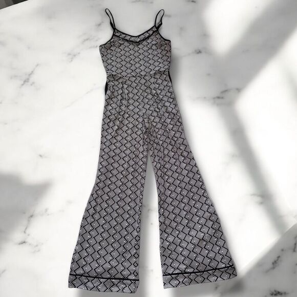 Anthropologie Monteau Jumpsuit Black & White Geometric Print Size Large - Picture 14 of 16